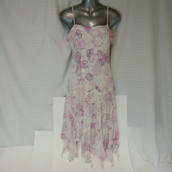 Eva Blue Y2K Fairy Dress 10 Handkerchief Whimsical Fairycore Beaded Floral White - Picture 2 of 16